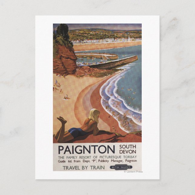 British Railways Girl Looking over a Cliff Postcard (Front)