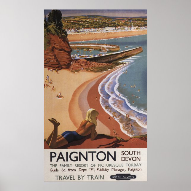British Railways Girl Looking over a Cliff Poster (Front)