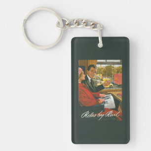 British Railways Relax by Rail Poster Keychain