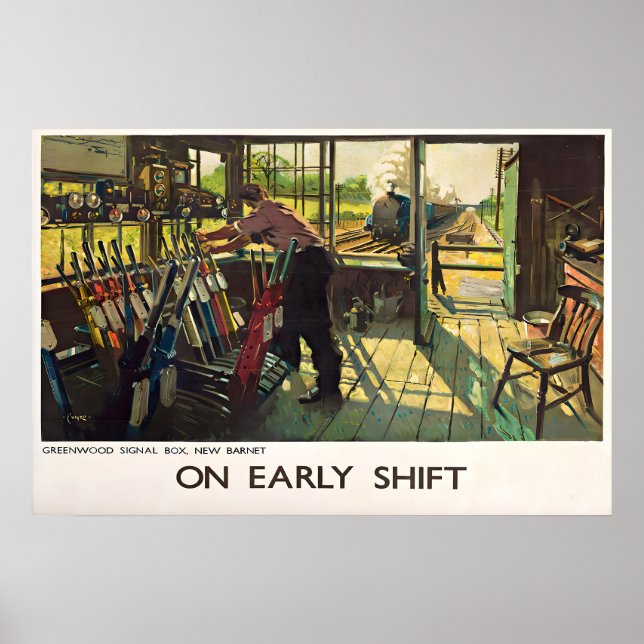 British Railways Steam Train Poster Early shift (Front)