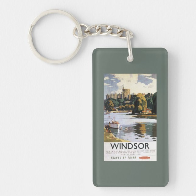 British Railways Windsor Castle Thames Poster Keychain (Front)