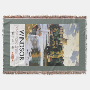British Railways Windsor Castle Thames Poster Throw Blanket