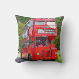 BRITISH RED BUS THROW PILLOW