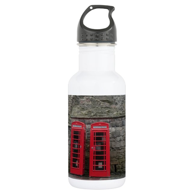 British Red Phone Boxes at Edinburgh Castle 532 Ml Water Bottle (Front)