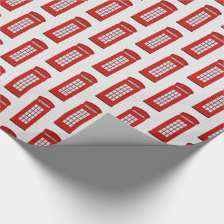 British Red Telephone Box Pattern Wrapping Paper
