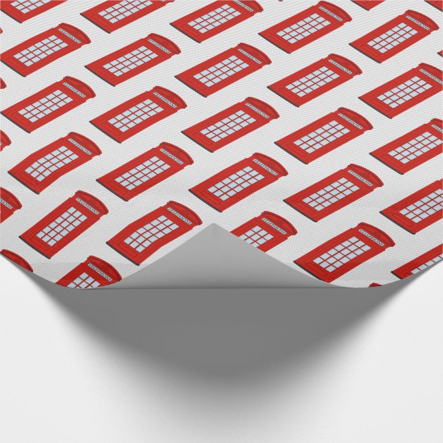 British Red Telephone Box Pattern Wrapping Paper (Corner)