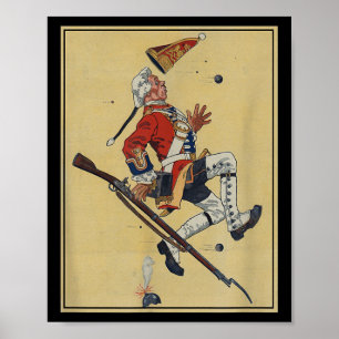 British Redcoat Soldier Dodges Bullets - American  Poster