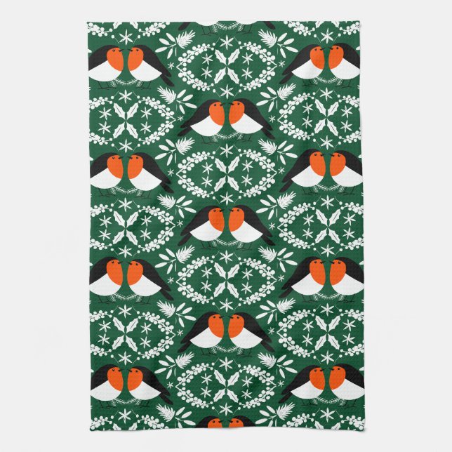 British Robin Redbreast Kitchen Towel (Vertical)