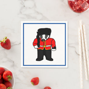 British Royal Guard UK Badger Beefeater Cartoon Napkin