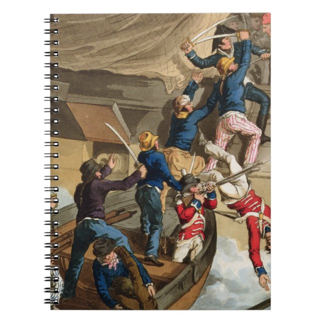 British Sailors Boarding a Man of War, engraved by Notebook (Front)