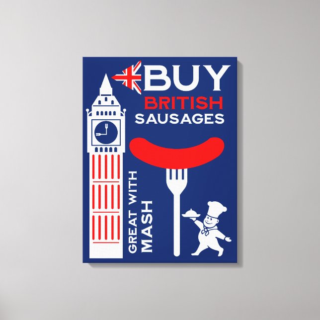 British Sausage And Mash Kitchen Canvas Print (Front)