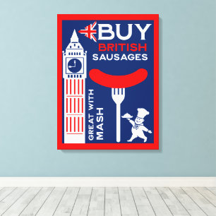 British Sausage And Mash Kitchen Canvas Print