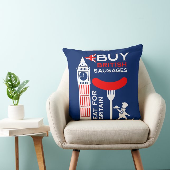 British Sausage And Mash Kitchen Throw Pillow (Chair)