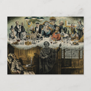 British Scrooge Queen Victoria Christmas Dinner Holiday Postcard