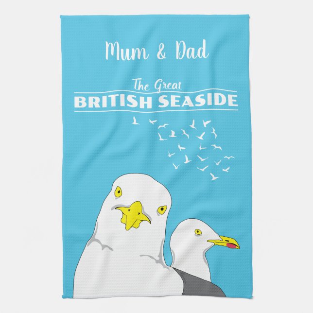 British Seaside Devon and Cornwall Souvenir Kitchen Towel (Vertical)