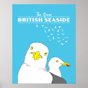 British Seaside Resort Seagull Retro Affiche de vo