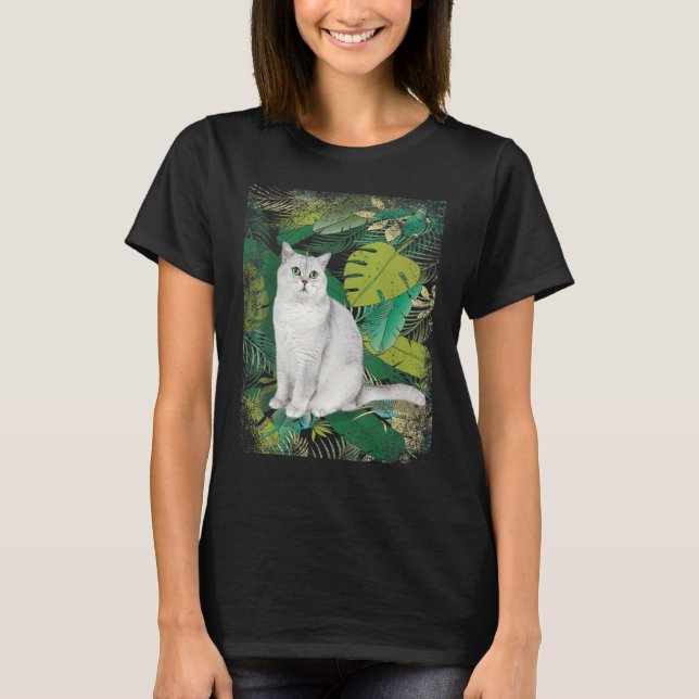 British Short Hair Shorthair Cat Tropical Hawaii V T-Shirt (Front)