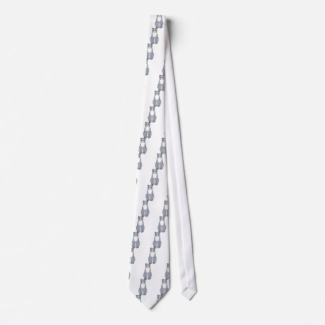 British Shorthair Bicolour Cat Cartoon Tie (Front)