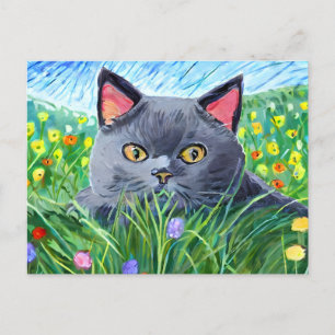 British Shorthair Cat Art	 Postcard