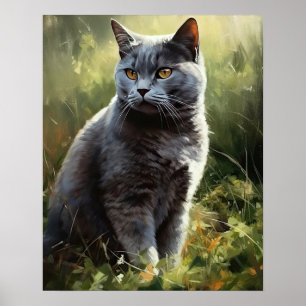 British Shorthair Cat Art Print Poster