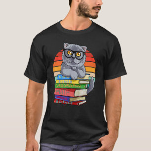 British Shorthair Cat Back To School Bookworm T-Shirt