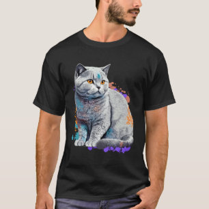 British Shorthair Cat Breed Colorful Mom Lady T-Shirt
