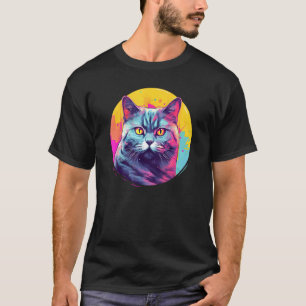 British Shorthair Cat Colorful Art, Love Cats T-Shirt