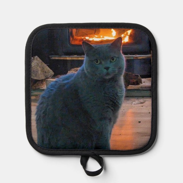 British Shorthair Cat Daddy Kitty Fireplace Pot Holder (Front)