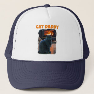 British Shorthair Cat Daddy Kitty Fireplace Trucker Hat