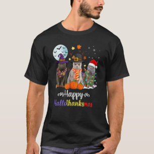 British Shorthair Cat Halloween Merry Christmas T-Shirt