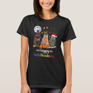 British Shorthair Cat Halloween Merry Christmas T-Shirt