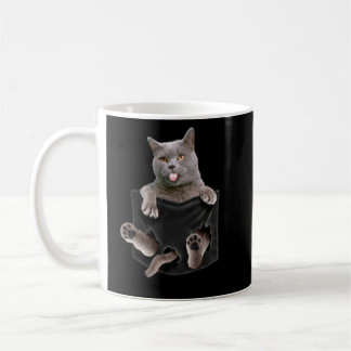 British Shorthair Cat In Pocket  Coffee Mug