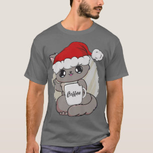 British Shorthair Cat Moka Coffee Anime White Chri T-Shirt