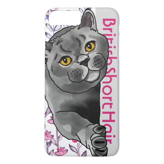 British Shorthair Cat + Pet Name Case-Mate iPhone Case (Back)