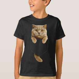 British Shorthair Cat Pocket Gifts Cat Mom Cat Dad T-Shirt