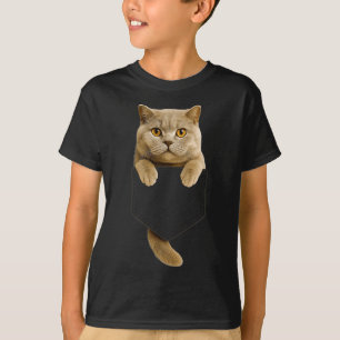 British Shorthair Cat Pocket Gifts Cat Mom Cat Dad T-Shirt