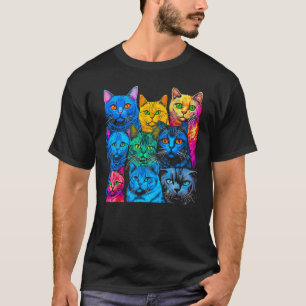 British Shorthair Cat Pop Design T-Shirt