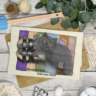 British Shorthair Cat Sandals Beach Ready Funny Kitchen Towel