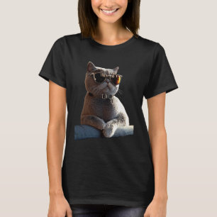 British Shorthair Cat with Sunglasses Cat Mom Love T-Shirt