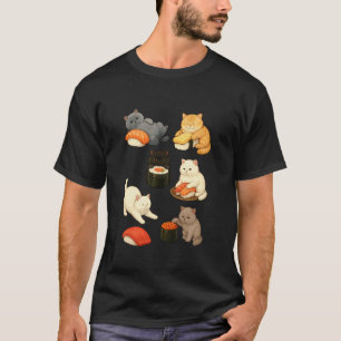 British Shorthair Cats Hanging Out with Cute Sushi T-Shirt