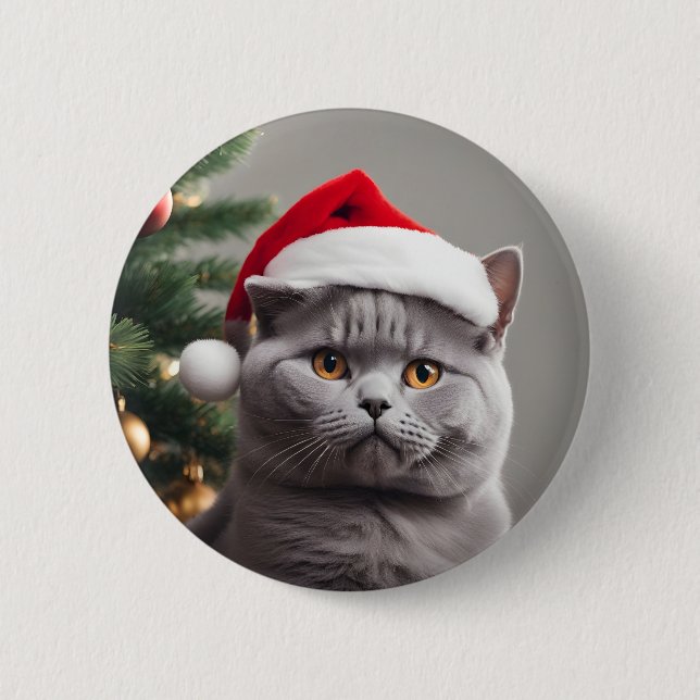 British Shorthair Christmas 2 Inch Round Button (Front)
