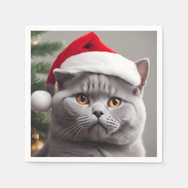 British Shorthair Christmas Napkin (Front)