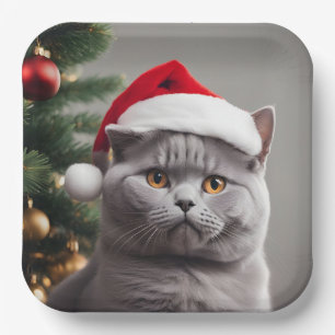 British Shorthair Christmas Paper Plate