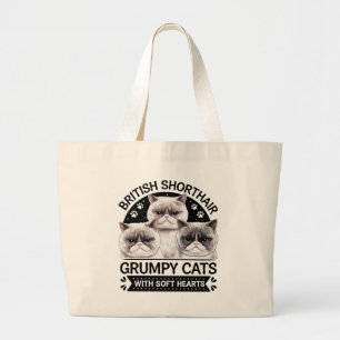 British Shorthair Grumpy Cats Large Tote Bag