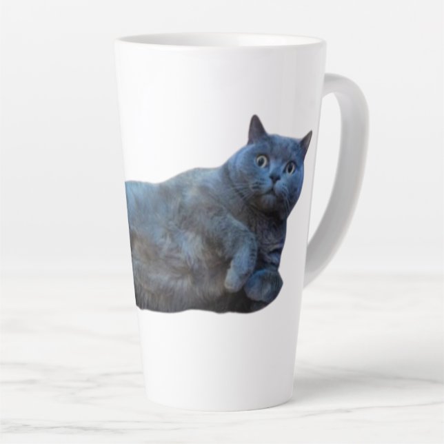 British Shorthair Kitty Cat Laying on Side Latte Mug (Right Angle)