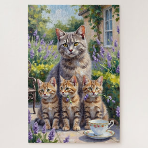 British Shorthair Lavender Garden Art Jigsaw Puzzle