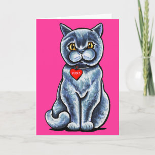 British Shorthair Pretty Purr-fect Valentine Holiday Card
