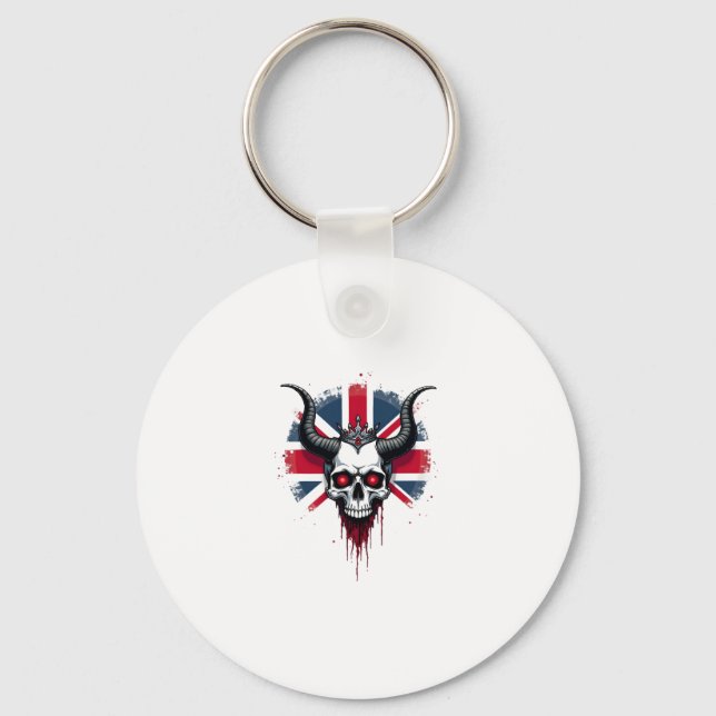 British Skull England UK Flag Premium T-Shirt (1) Keychain (Front)