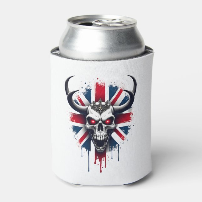 British Skull England UK Flag Premium T-Shirt (2) Can Cooler (Can Front)