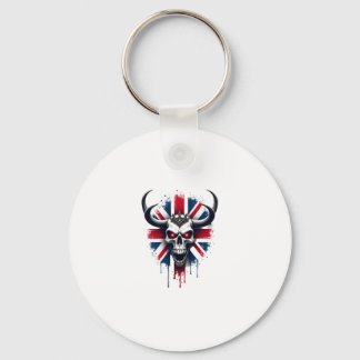 British Skull England UK Flag Premium T-Shirt (2) Keychain